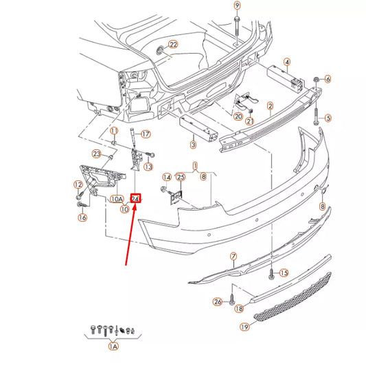 NEW AUDI A5 SPORTBACK 8T8 REAR BUMPER LEFT UPPER BRACKET 8T8807889 ORIGINAL