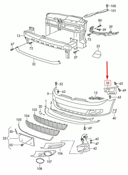 NEW VW GOLF VI 5K MK6 FRONT RIGHT BUMPER SUPPORT 5K0807724A ORIGINAL