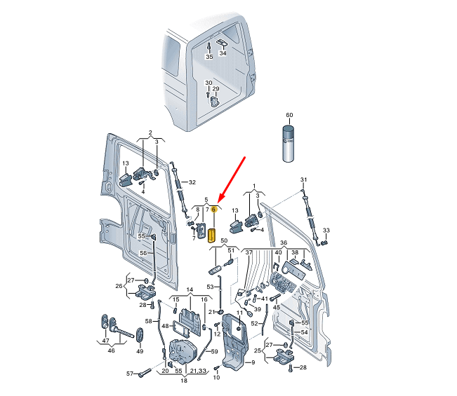 NEW VW TRANSPORTER T5 REAR WING DOOR HANDLE SHELL 7H0827825 ORIGINAL