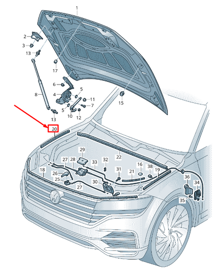 NEW VW TOUAREG CR RIGHT BONNET SEAL 760823738A ORIGINAL