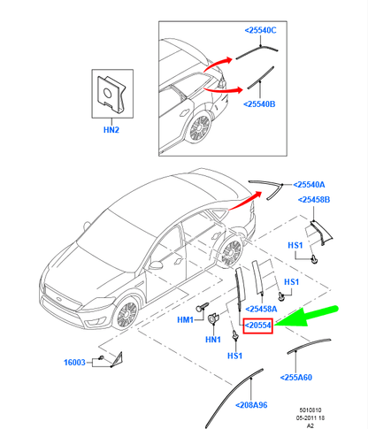 new ford mondeo mk4 front right door b-pillar moulding 1718439 original