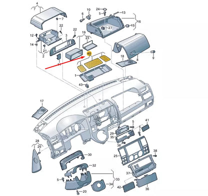 NEW VW TRANSPORTER T5 DASHBOARD CENTRE UPPER INLAY SET 7E0898640A9B9