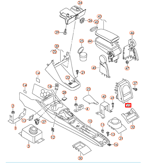 NEW VOLKSWAGEN POLO 6R REAR CENTER CONSOLE DRINKS HOLDER 6R0862531A82V ORIGINAL
