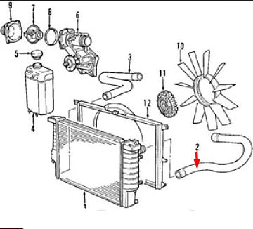 NEW BMW 7 E38 RADIATOR WATER LOWER PIPE HOSE 740I 11531711878 4.4 ORIGINAL