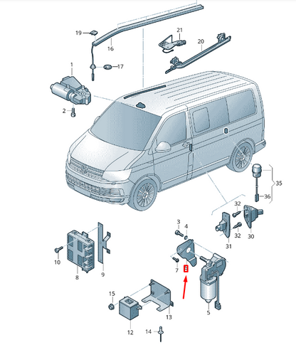 NEW VW TRANSPORTER VI T6 RIGHT SLIDING DOOR MOTOR HOLDER 7H1843788B ORIGINAL
