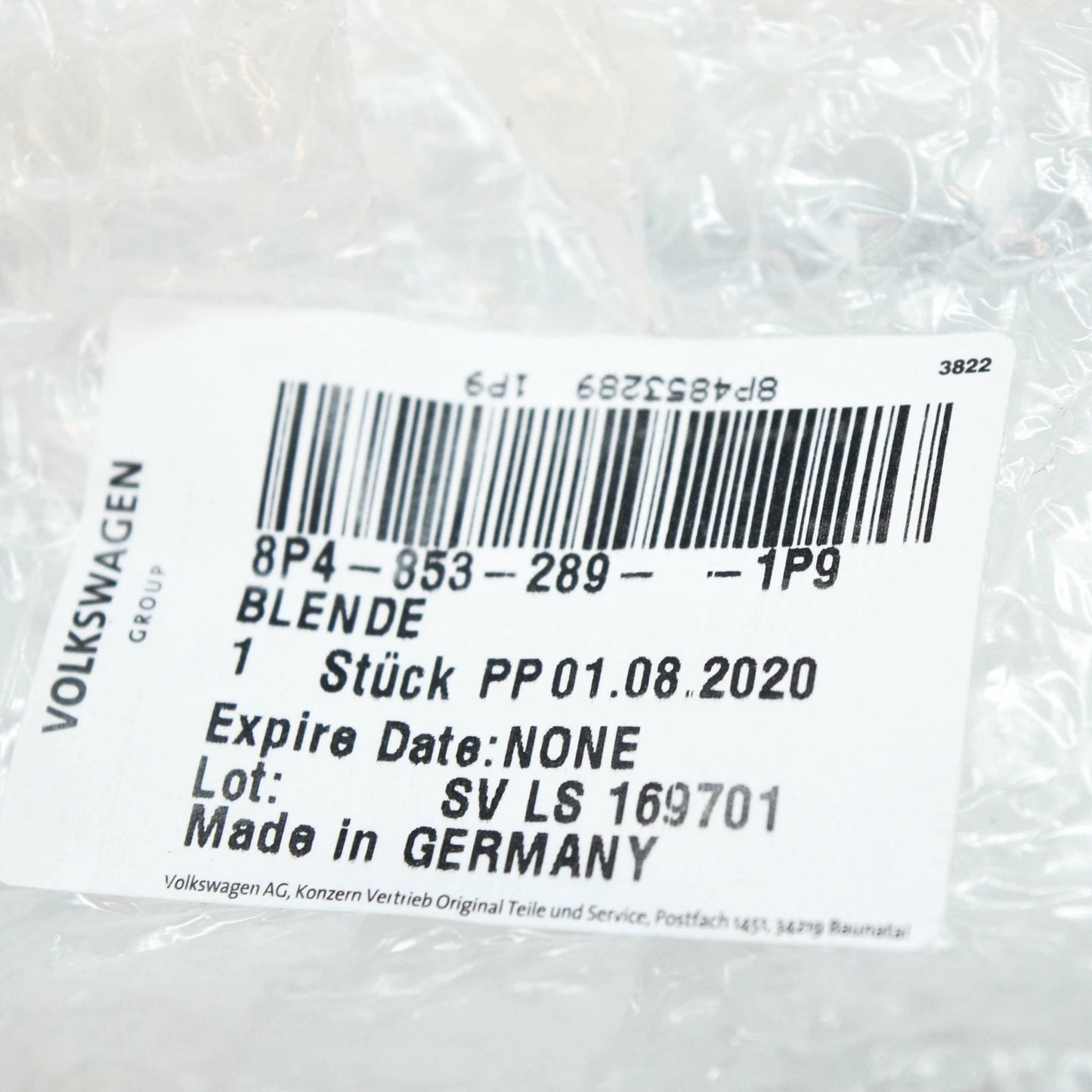 NEW AUDI A3 8P FRONT LEFT DOOR EXTERIOR B-PILLAR TRIM 8P48532891P9 2008