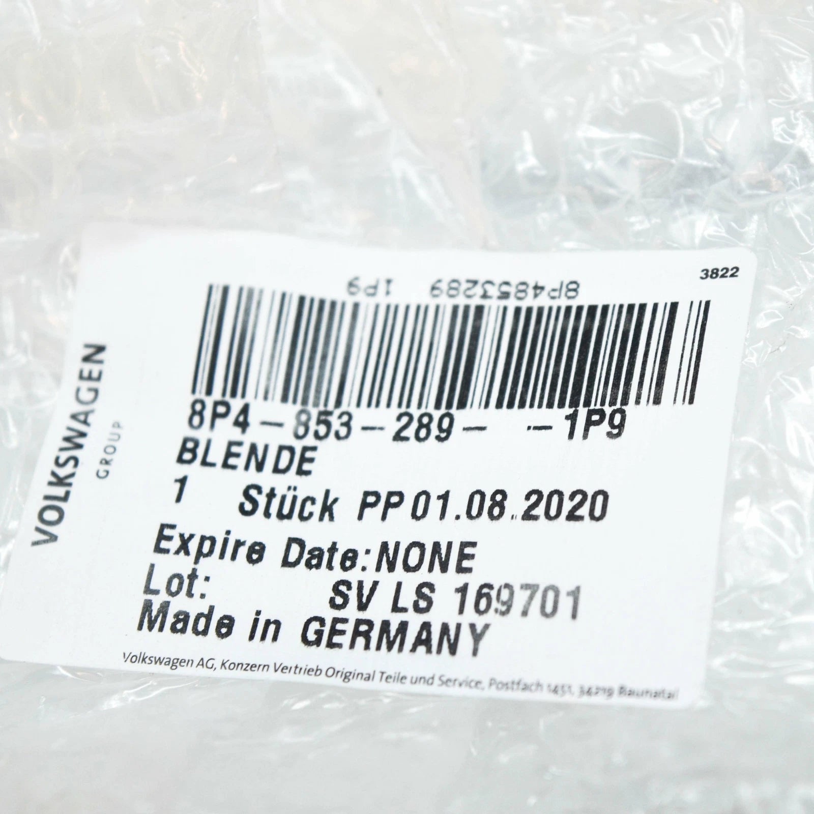 NEW AUDI A3 8P FRONT LEFT DOOR EXTERIOR B-PILLAR TRIM 8P48532891P9 2008