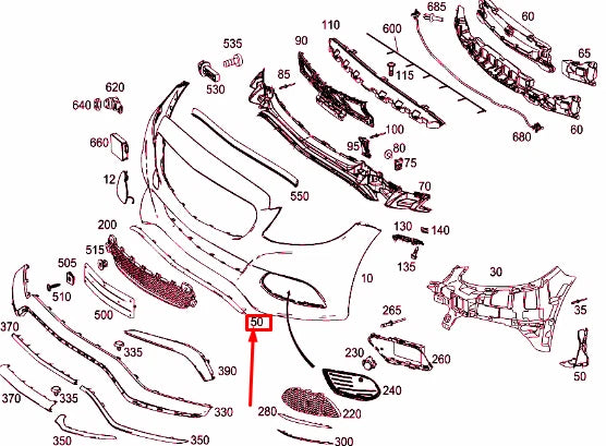 NEW MB C-CLASS W205 FRONT BUMPER LOWER CHROME TRIM A2058853123
