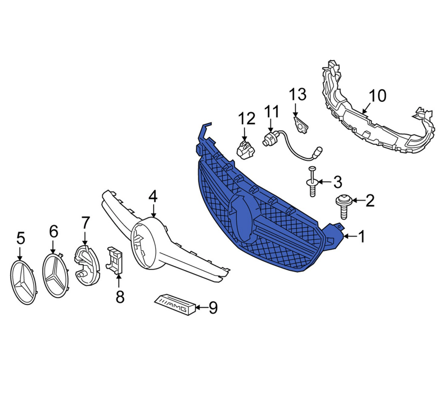 new mercedes-benz c w205 front radiator grille a2058881500 original