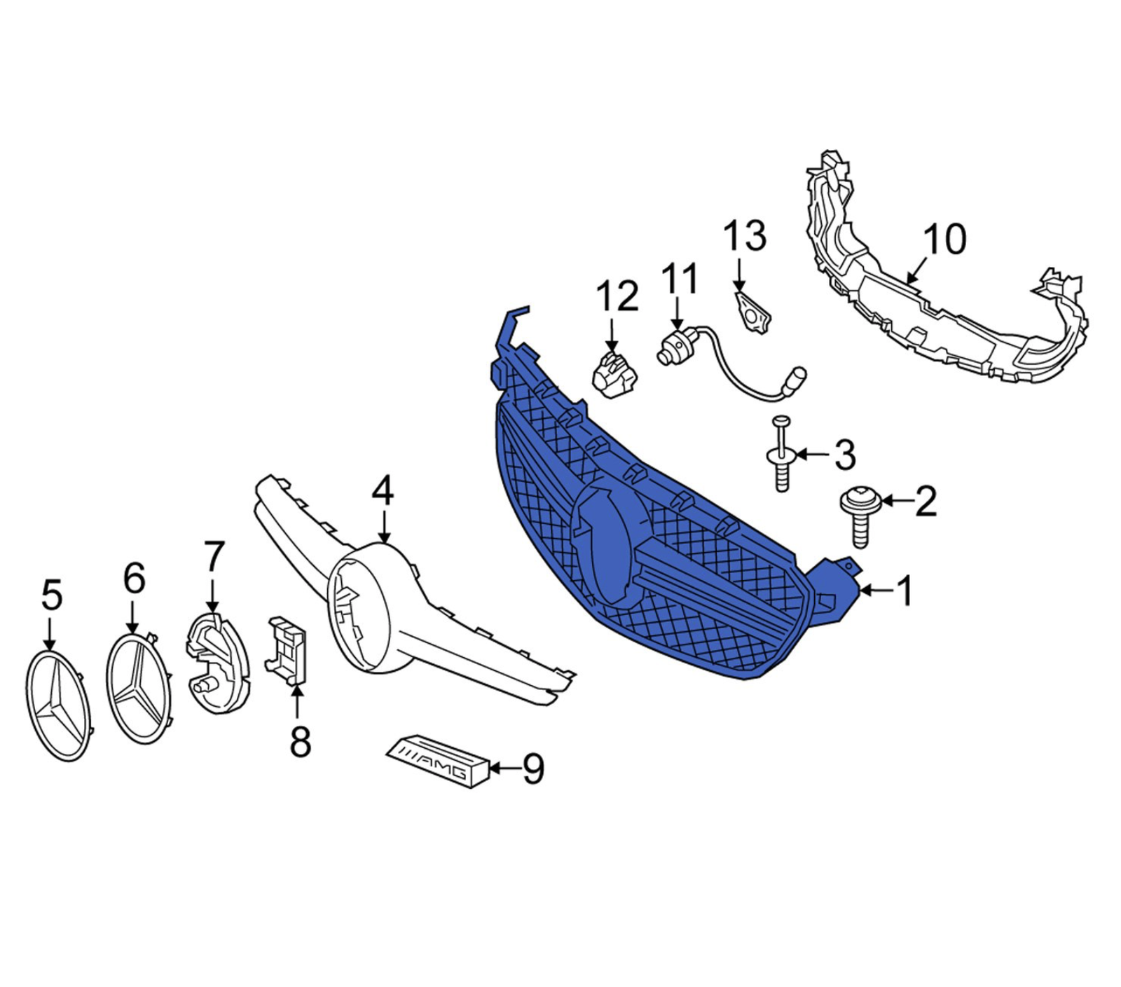 new mercedes-benz c w205 front radiator grille a2058881500 original