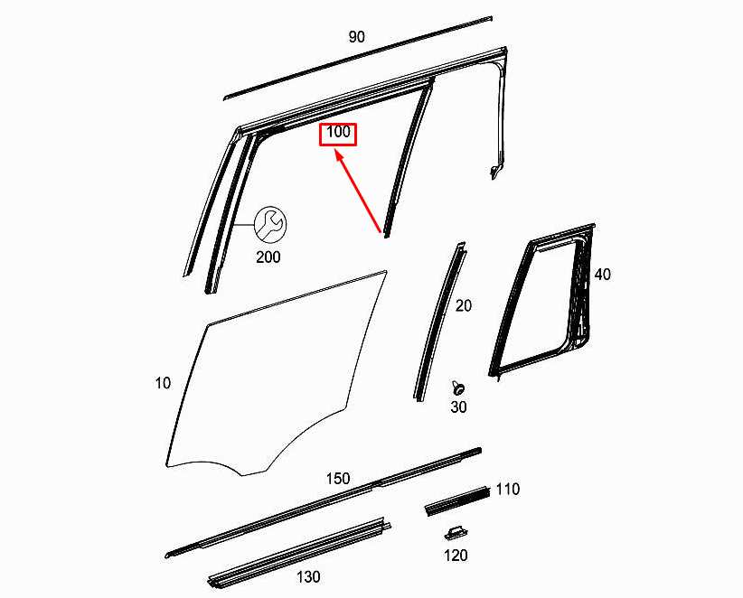 new mercedes-benz gle c292 rear left door window guide rail a2927350125 original