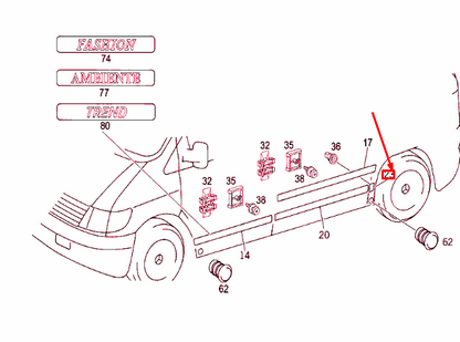 NEW MERCEDES-BENZ VITO W638 REAR LEFT WHEEL ARCH MOULDING A6386984232 ORIGINAL