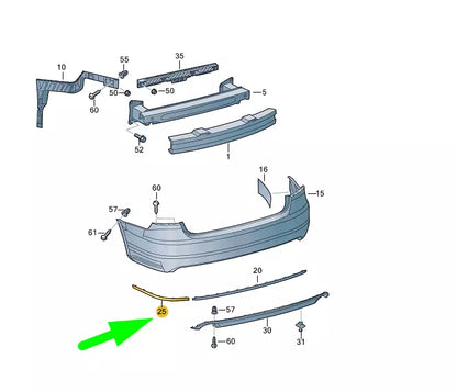 NEW VW PASSAT B7 REAR RIGHT BUMPER MOLDING TRIM CHROME 5618074602ZZ ORIGINAL