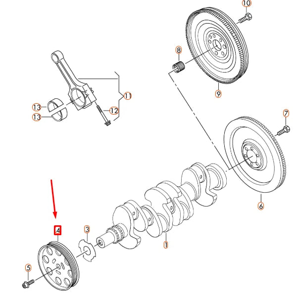 NEW AUDI A1 8X CRANKSHAFT POLY V-BELT PULLEY 03F105255A
