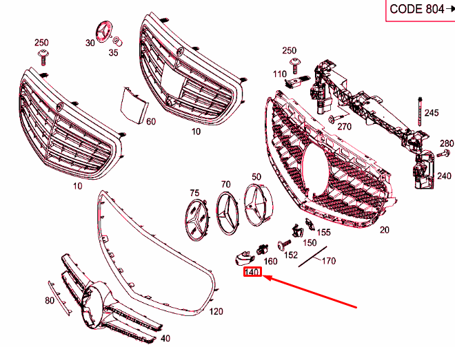 NEW MERCEDES-BENZ E W212 FRONT CAMERA ORNAMENTAL MOLDING A2128880173 ORIGINAL