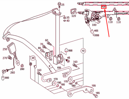 NEW MERCEDES-BENZ CLK C209 FRONT SEAT BELT FEEDER ROD A2098600057 ORIGINAL