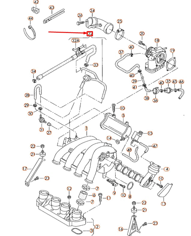 NEW AUDI A4 B7 VACUUM PIPE WITH SUCTION JET PUMP 06B133751AT