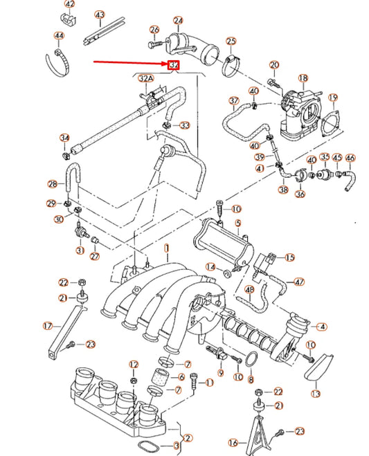 NEW AUDI A4 B7 VACUUM PIPE WITH SUCTION JET PUMP 06B133751AT