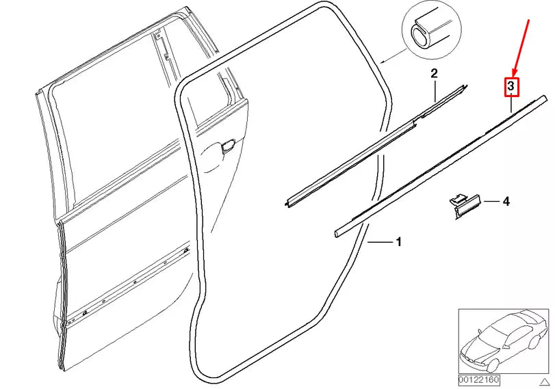 NEW BMW 3 TOURING E46 REAR LEFT OUTER WEATHER STRIP 51348194771 ORIGINAL