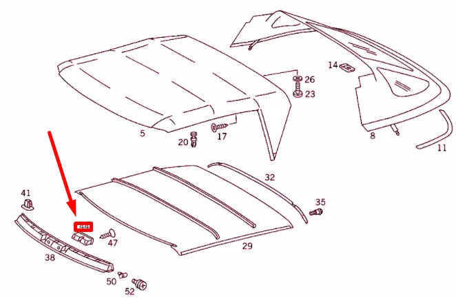 NEW MB SL R129 FOLDING TOP FRONT PANELLING RECESS A12977800558F30