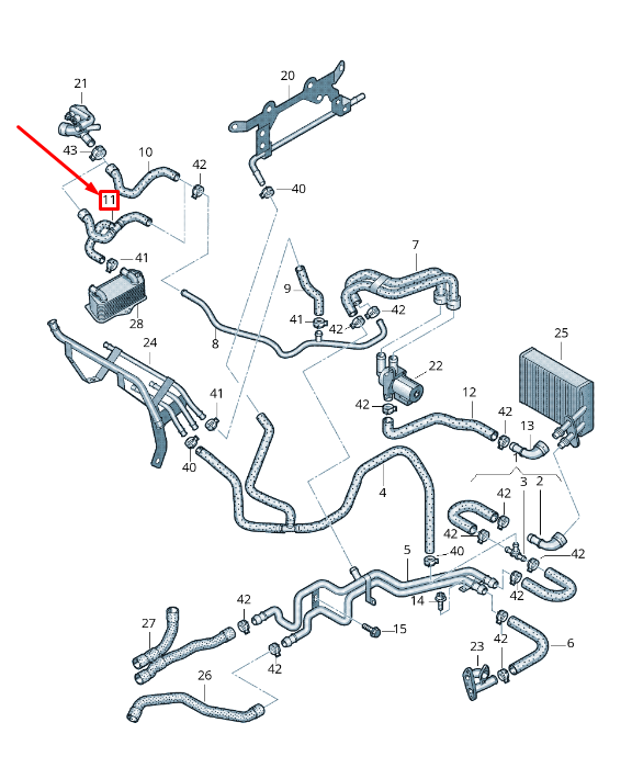 new audi a3 sportback 8p auxiliary heater coolant hose 1k0122073eg original