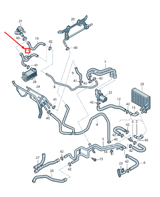 new audi a3 sportback 8p auxiliary heater coolant hose 1k0122073eg original