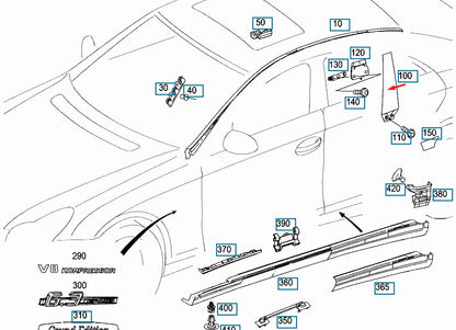 NEW MB CLS C219 EXTERIOR LEFT B PILLAR TRIM COVER A2196900187 ORIGINAL