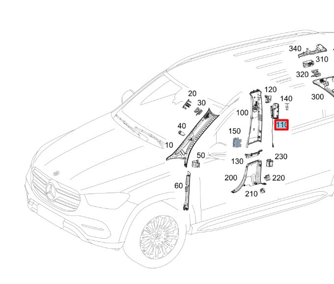 new mercedes-benz gle w167 b-pillar right air vent a1678301006 original