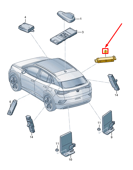 new vw id.4 e21 right upper antenna amplifier 11e035577d original