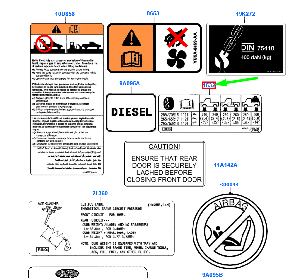 new ford ranger t6 mk1 decal 1731071 ab31-1532-bc original