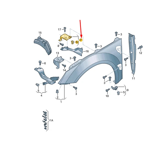 NEW AUDI TT FV FRONT RIGHT FENDER CENTRE UPPER BRACKET 8S0821168 ORIGINAL