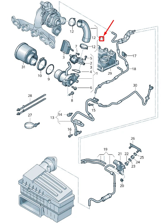 NEW VW T-ROC A11 EXHAUST GAS RECIRCULATION CONNECTING PIPE 04L131521AE