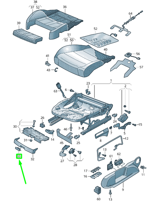 new volkswagen golf 5g mk7 front seat adjustment handle 8t08826092jv original