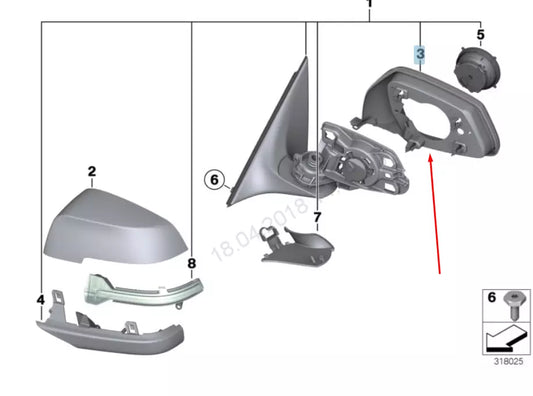 NEW BMW 5 GT F07 RIGHT WING MIRROR SUPPORTING RING 51167308646 ORIGINAL