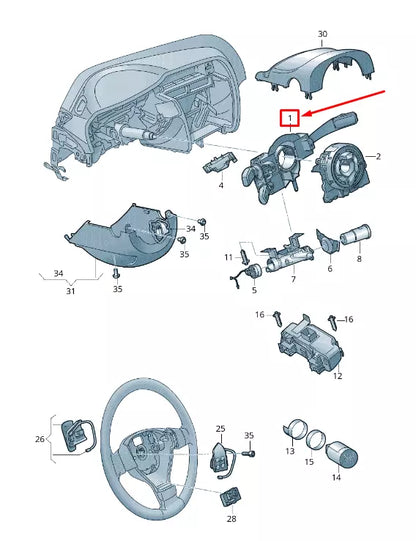 NEW VW POLO 6R STEERING COLUMN COMBO SWITCH 6C0953513CIGI ORIGINAL