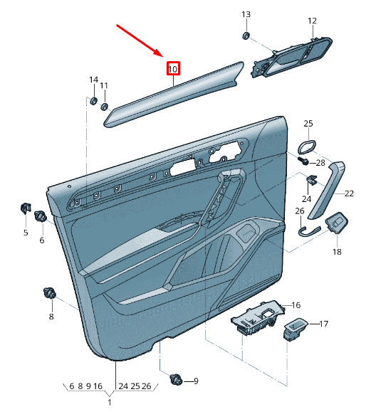 NEW VOLKSWAGEN TIGUAN AD1 FRONT LEFT DOOR TRIM 5NN867439BNV1 ORIGINAL