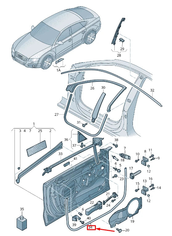 NEW AUDI A7 SPORTBACK 4G FRONT RIGHT OUTER DOOR SEAL RUBBER 4G8837912A
