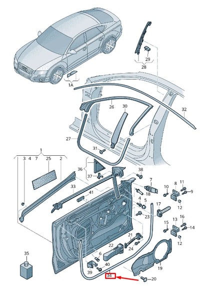 NEW AUDI A7 SPORTBACK 4G FRONT RIGHT OUTER DOOR SEAL RUBBER 4G8837912A