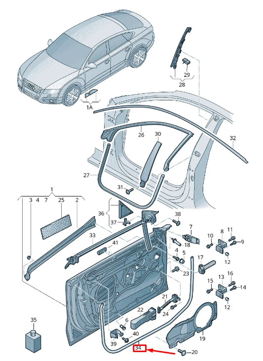NEW AUDI A7 SPORTBACK 4G FRONT RIGHT OUTER DOOR SEAL RUBBER 4G8837912A