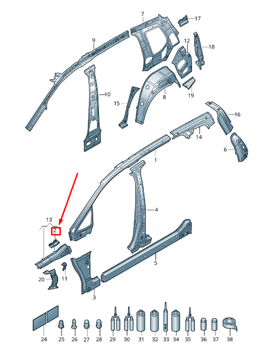 new vw touran 5t front right hinge reinforcement 5ta806166a original