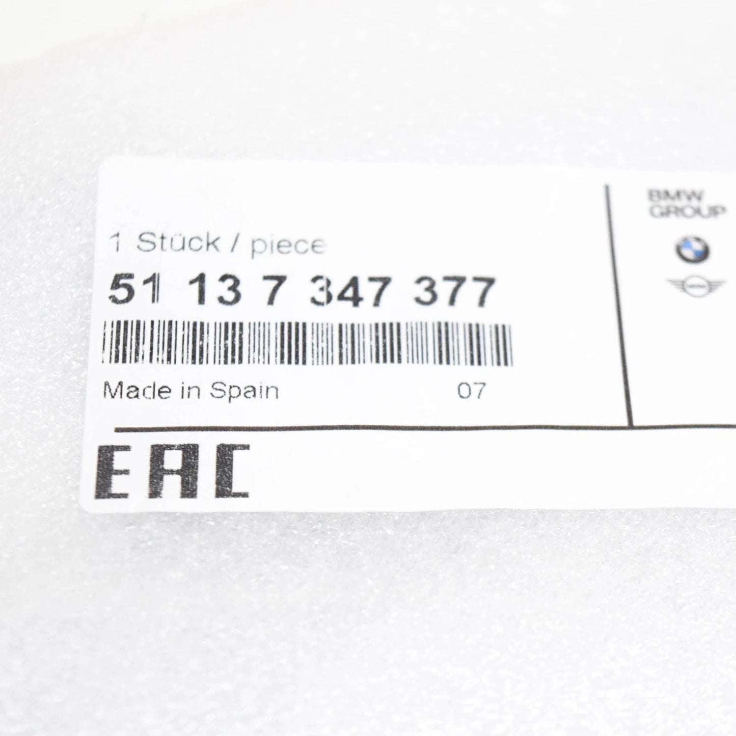 NEW BMW 7 G11 LEFT WING FENDER AIR DUCT 51137347377 7347377 2016 ORIGINAL