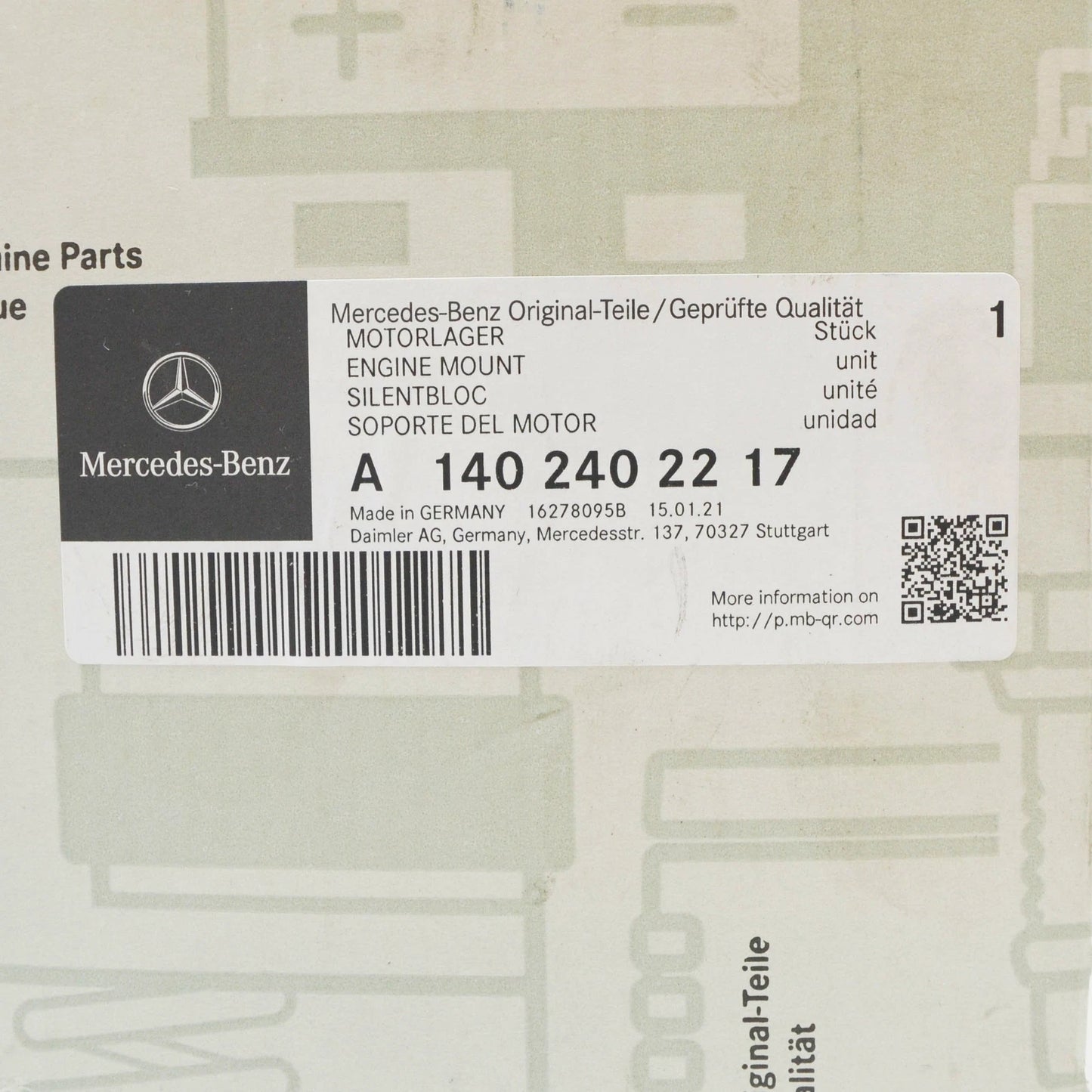 NEW MERCEDES-BENZ S-CLASS W140 ENGINE MOUNT A1402402217