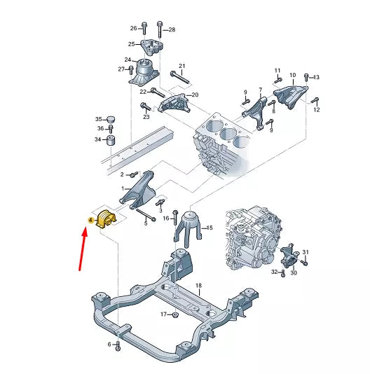 NEW VW TRANSPORTER VI T6 FRONT ENGINE MOUNTING 7H0199848D ORIGINAL