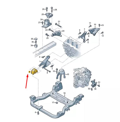 NEW VW TRANSPORTER VI T6 FRONT ENGINE MOUNTING 7H0199848D ORIGINAL