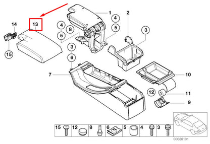 NEW BMW 3 E46 FRONT CENTER CONSOLE ARMREST 8229233 51168229233 ORIGINAL