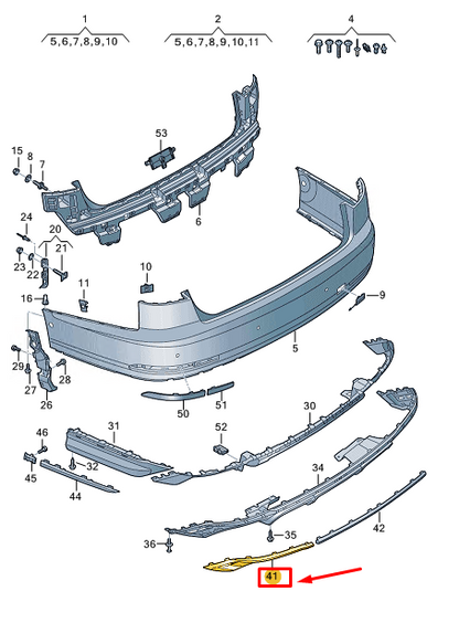 new audi a8 d5 rear left bumper trim 4n0807833f3q7 original