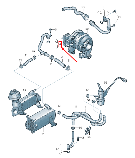 new audi q7 4m engine coolant pipe 059121065ej original