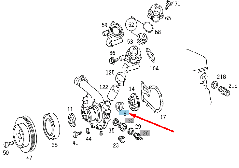 new mercedes-benz sl r129 water pump seal a0002019819 original