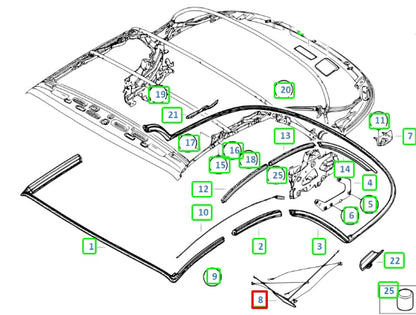 NEW BMW 1 E88 ROOFLINER CLAMPING BANDS 54347190761 7190761 ORIGINAL
