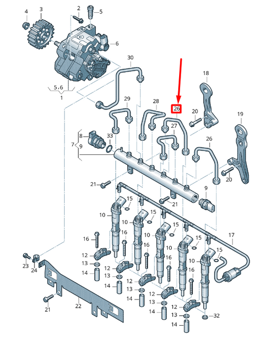 new volkswagen crafter 2f mk1 fuel pressure pipe 076130301 original